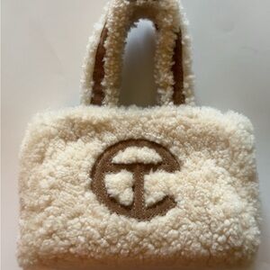 Telfar Cream and Brown Shoulder Bag with Plush Texture